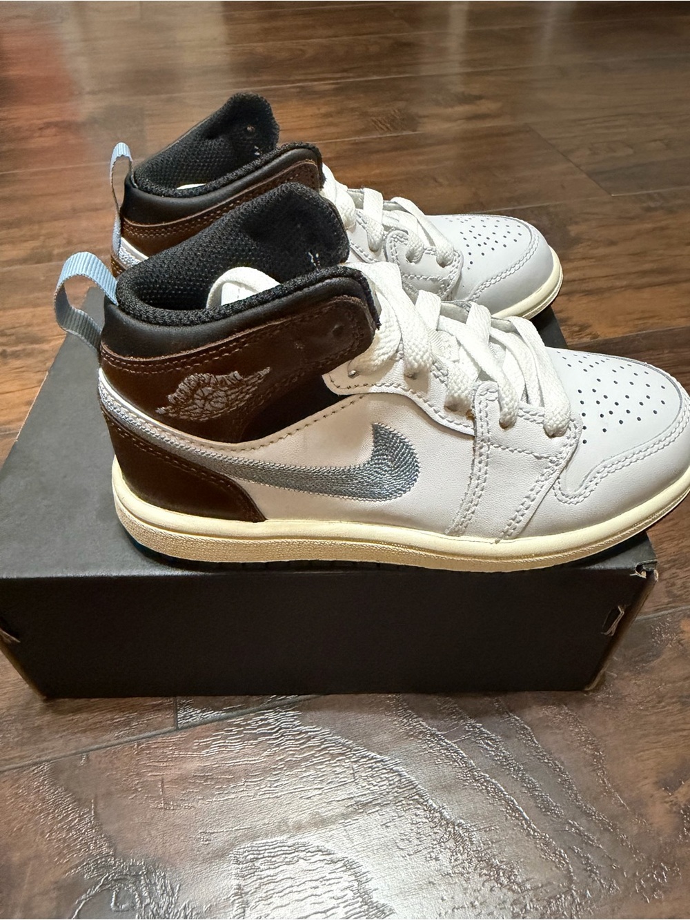 Jordan Kids' High-Top Sneakers in White, Black, and Silver